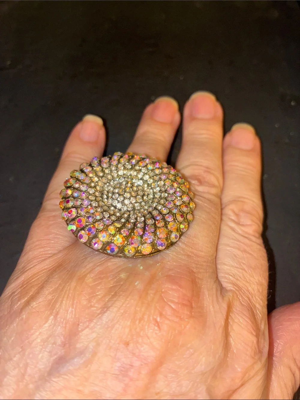 Aurora-Inspired Multicolor Crystal Cocktail Stretch Ring